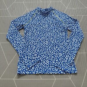 Mini Boden Blue Sunsafe Patterned Rashguard 13-14 Y Leopard Print Long Sleeve
